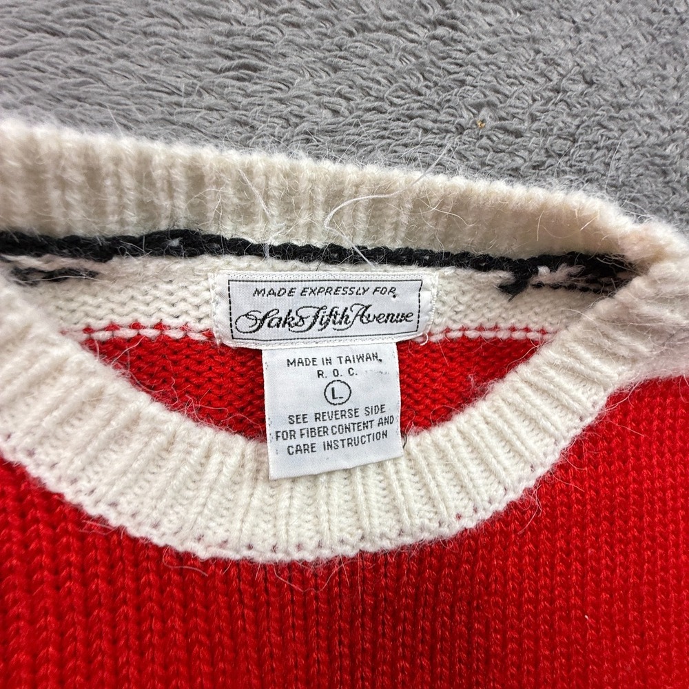 Vintage Saks Fifth Avenue Girls Knit Sweater Bunny Stitch Embroidered Tails L - Picture 4 of 8